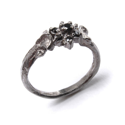 Bone Ring Black Rose