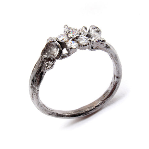 Bone Ring White Rose