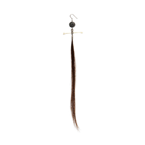 Human Hair Earring with Bone Brown