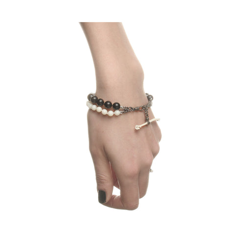 Jet & White Coral Bracelet