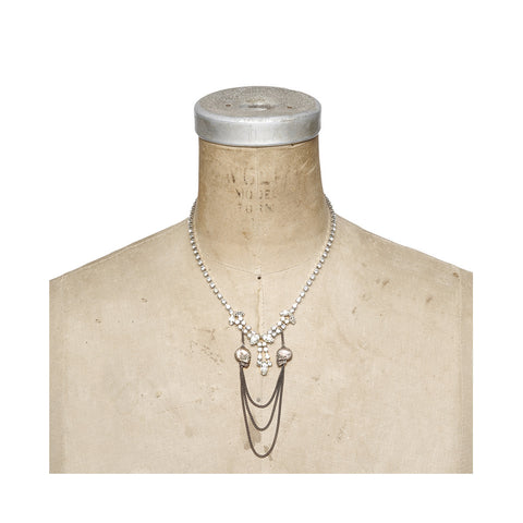 Rhinestone Necklace Kissing Skulls
