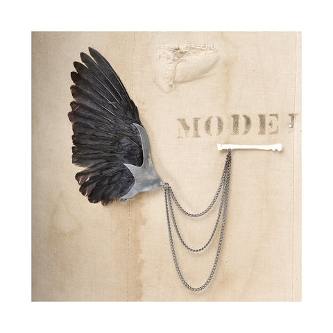 Sparrow Wing Brooch Black