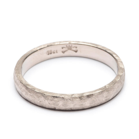 Crosshatch Wedder 3mm White Gold