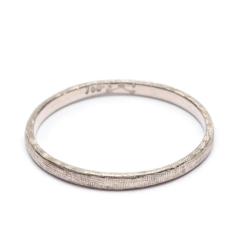 Crosshatch Wedder Fine White Gold