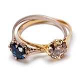 Double Victorian Solitaire Ring Sapphire & Diamond