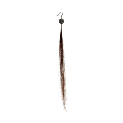 Human Hair Earring Onyx Brown