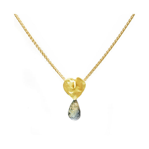 Lily Necklace Gold Sapphire