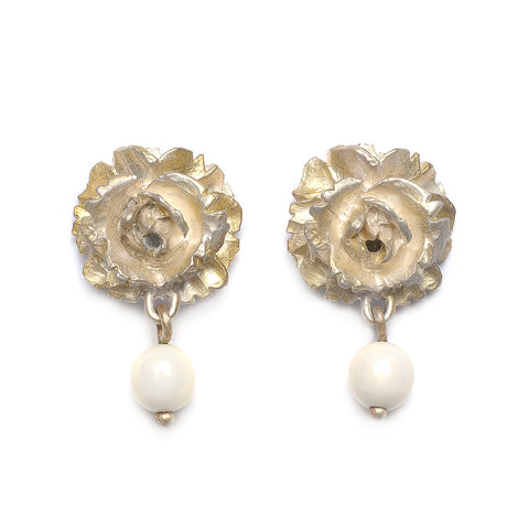 Rose Studs with White Coral