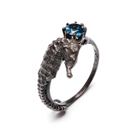 Seahorse Ring London Blue Topaz