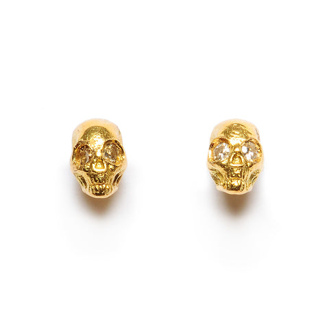 Tiny Skulls Studs Gold & Diamonds