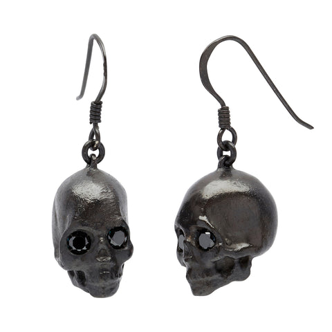 Death Earrings Stone Eyes Black