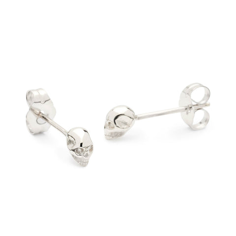 Tiny Skulls Studs 9ct White Gold