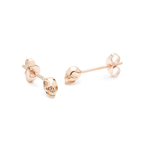 Tiny Skulls Studs Rose Gold