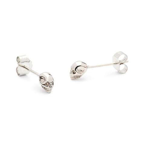 Tiny Skulls Studs 18ct White Gold